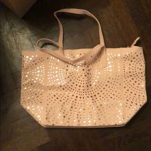 NWT Nude and Gold Faux Leather Tote